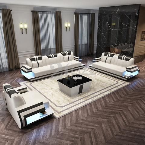 High End Kare Siyah Beyaz Oturma Odası Kanepe