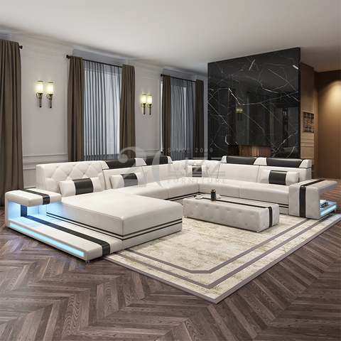 Depolama ile High End Beyaz Oturma Odası Kanepe