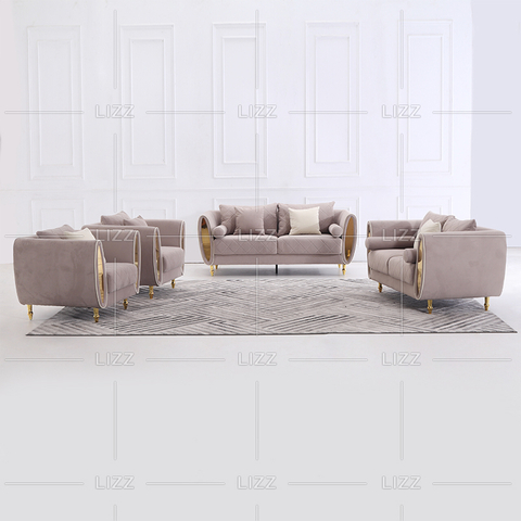 Kavisli Küçük Kirli Beyaz Salon Kanepe